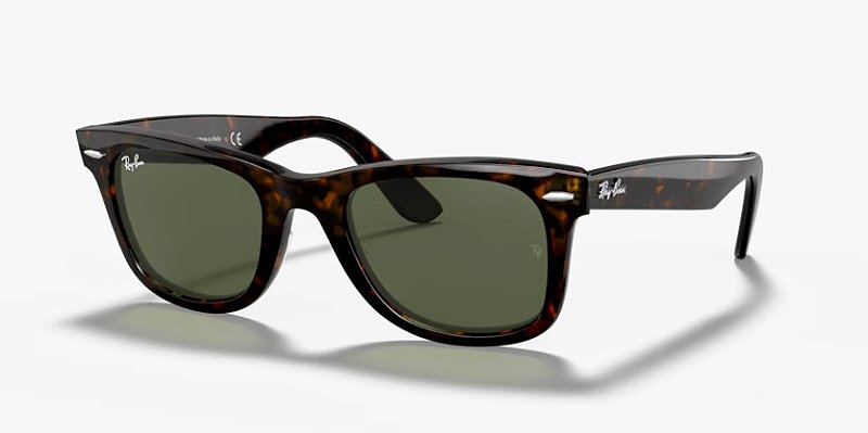 Óculos de sol Ray-Ban Wayfarer RB2140F-52-902 Tartaruga lentes Verde G-15