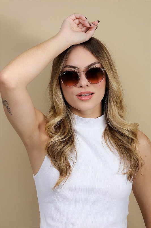 Óculos de sol Ray-Ban RB3647NL-51-9069A5 Cobre lentes Rosa/Marrom degradê