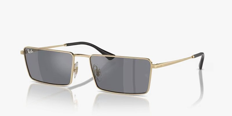 Óculos de sol Ray-Ban Emy RB3741-59-92136V Ouro lentes Cinza-escuro Flash Prata