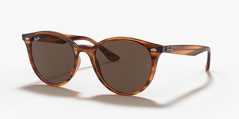 Óculos de sol Ray-Ban RB4305-53-820/73 Havana vermelho listrado lentes Marrom-escuro