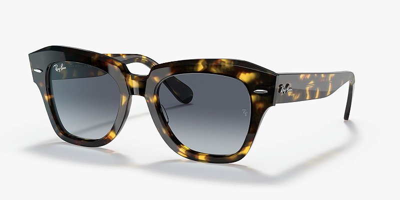 Óculos de sol Ray-Ban State Street RB2186-49-133286 Havana amarelo lentes Degradê cinza-azulado