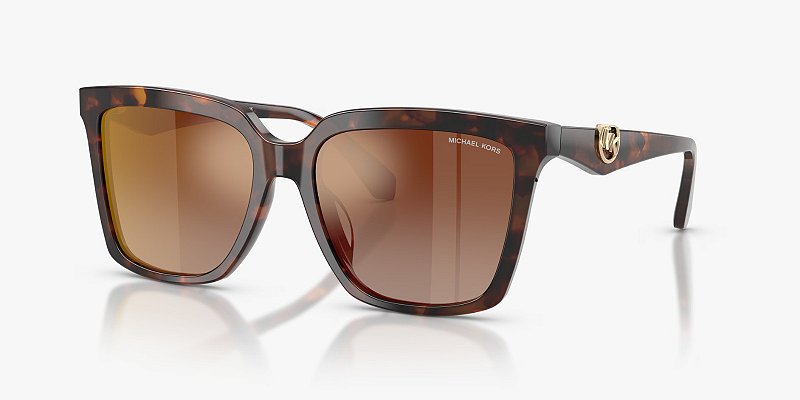Óculos de Sol Michael Kors Menaggio MK2256U-55-4031AO Luggage Tortoise lentes Marrom degradê vermelho espelhado