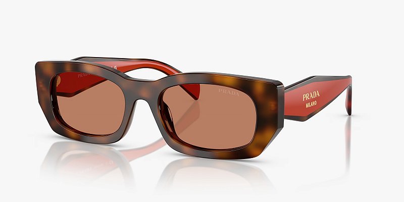 Óculos de Sol Prada PRB05S-53-01K90Q Juniper Tortoise/Cotto lentes Marrom