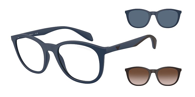 Óculos de Grau Emporio Armani com Clip-On EA4211-52-61851W Azul fosco