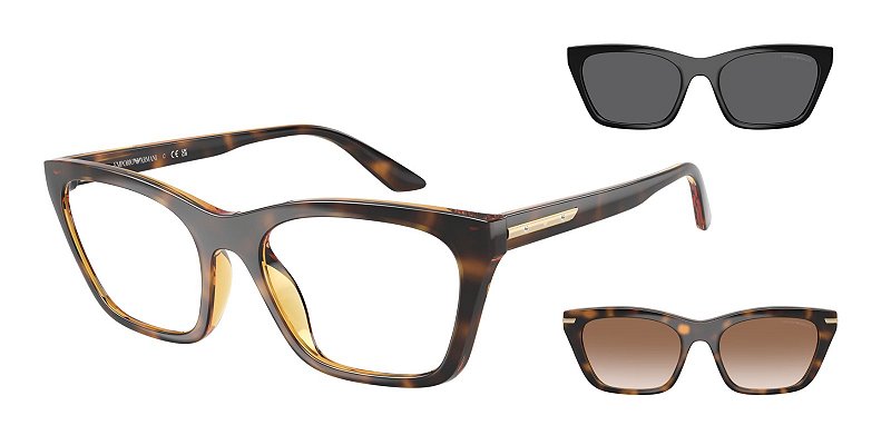 Óculos de Grau Emporio Armani com Clip-On EA4274BU-53-50261W Havana brilhante