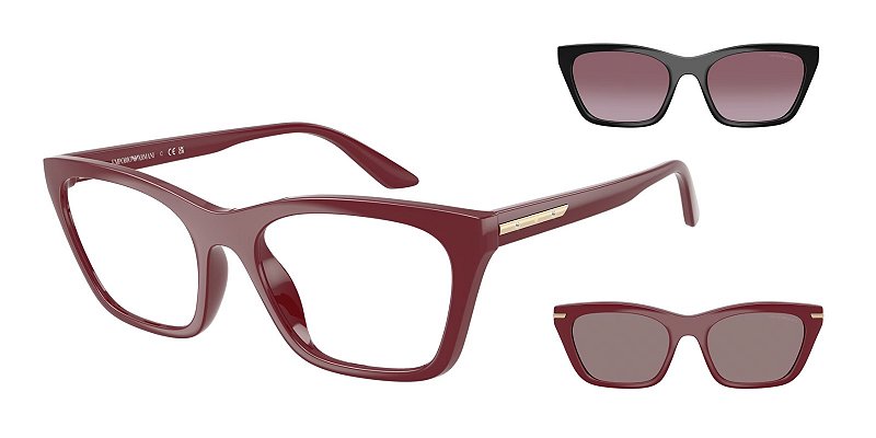 Óculos de Grau Emporio Armani com Clip-On EA4274BU-55-52611W Vinho brilhante