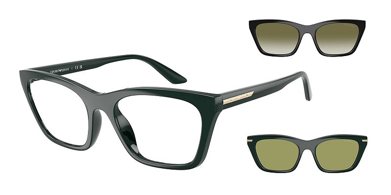 Óculos de Grau Emporio Armani com Clip-On EA4274BU-55-63801W Verde-escuro brilhante