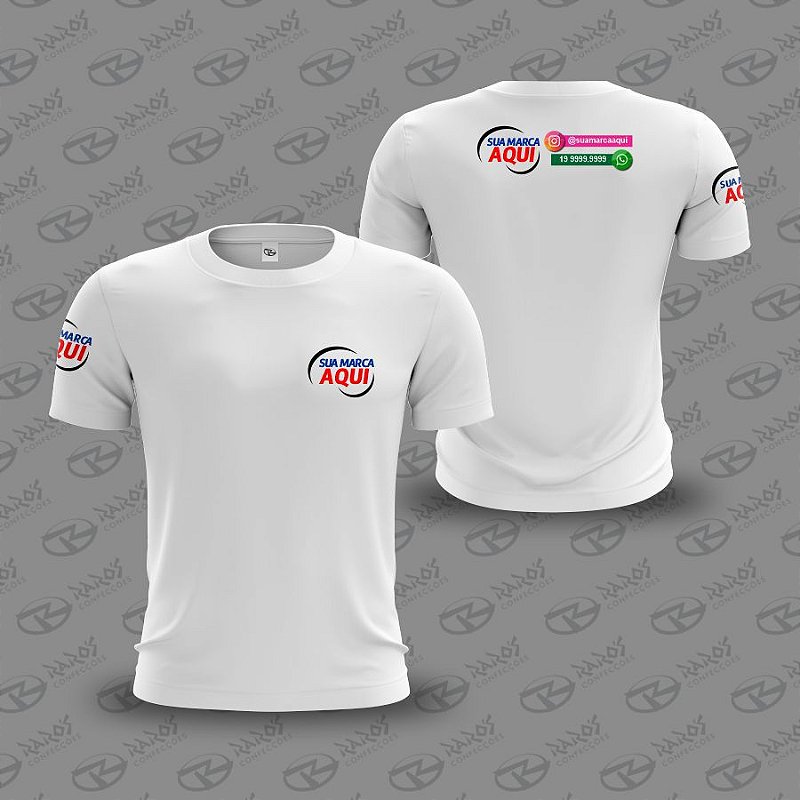 Camiseta Branca Personalizada Frente, Costas e Manga - Uniforme - Raro ...