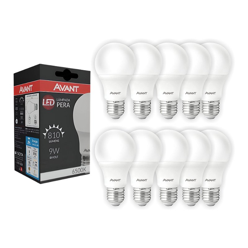 Kit 10 Lampadas Bulbo Led 9w Branco Frio 6500k Biv - Avant - Ponto da  Eletricidade