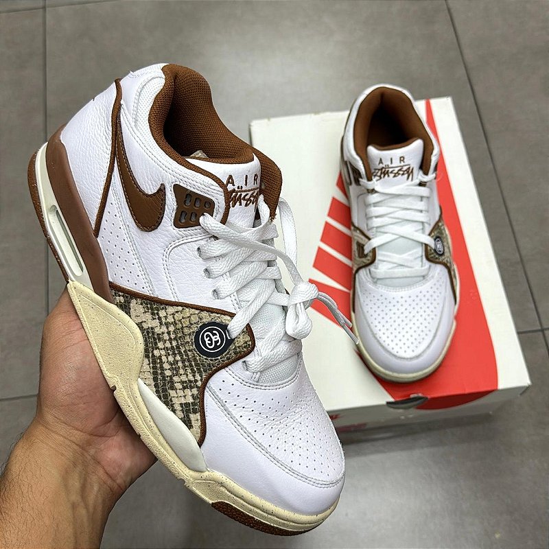 TÊNIS STUSSY X NIKE AIR FLIGHT 89 WHITE PECAN (COMPLETO) - mercadohype