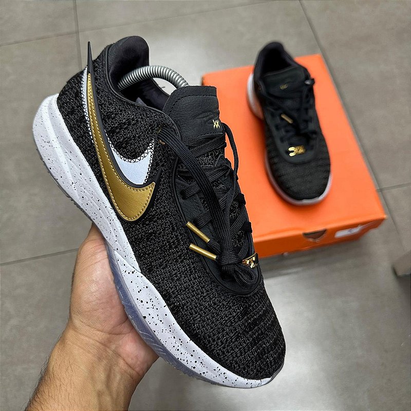 TÊNIS NIKE LEBRON 20 BLACK/METALLIC GOLD (COMPLETO) - mercadohype
