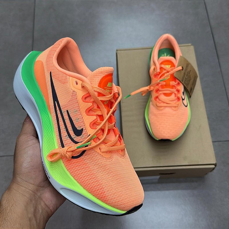Nike FLYWEAVE スパイクシューズ ライトグリーン/オレンジ TÊNIS NIKE ZOOM FLY 5 TOTAL ORANGE GHOST GREEN (COMPLETO