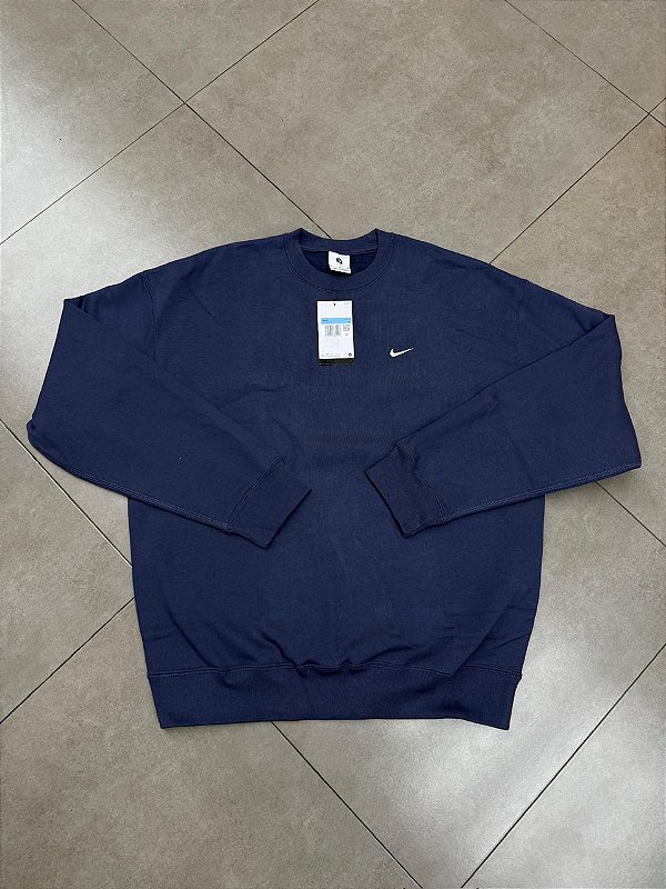 CREWNECK NIKE SOLO SWOOSH FLEECE THUNDER BLUE WHITE mercadohype
