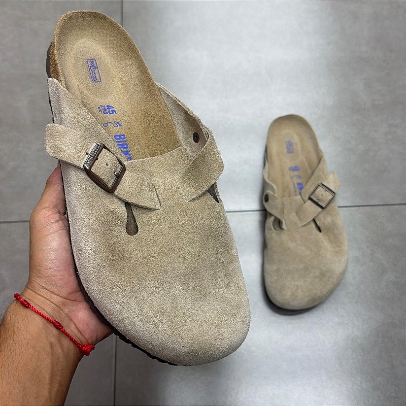 BIRKENSTOCK BOSTON SOFT FOOTBED SUEDE TAUPE (SEM CAIXA) - mercadohype