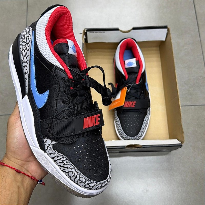 靴 JORDAN BRAND AIR JORDAN LEGACY 312 LOW TÊNIS AIR JORDAN LEGACY 312 LOW BLACK VALOR BLUE (CAIXA DANIFICADA