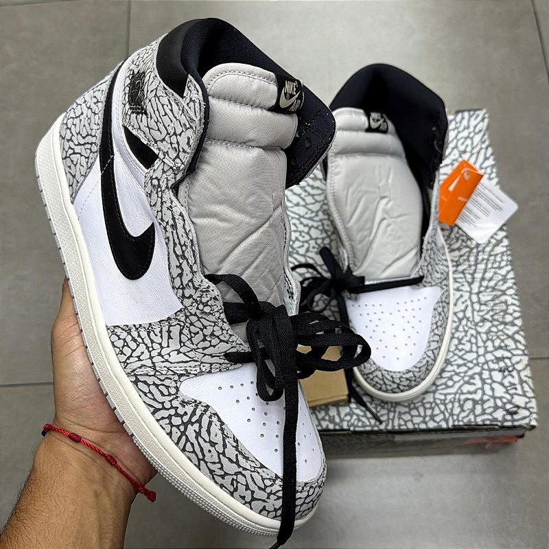 nike air jordan 1 white cement新品27cm TÊNIS AIR JORDAN 1 HIGH WHITE CEMENT (COMPLETO) - mercadohype