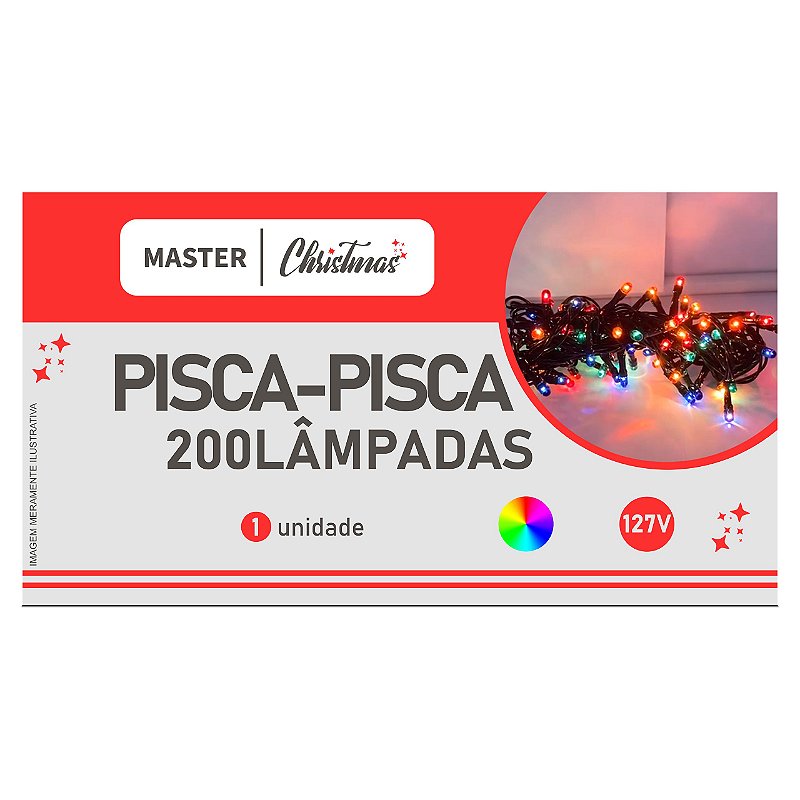 Enfeite Pisca Pisca 200 Lâmpadas LED Natal Colorido Luxo Arvore 16,4m - POINT MIX ACESSORIOS Enfeite Pisca Pisca 200 Lâmpadas LED Natal Colorido Luxo Arvore 16,4m - POINT MIX ACESSORIOS
