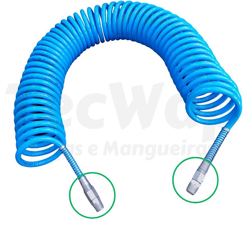 えりぷる Mangueira Espiral PU Compressor 7,5 Metros Com Terminais de 1/4