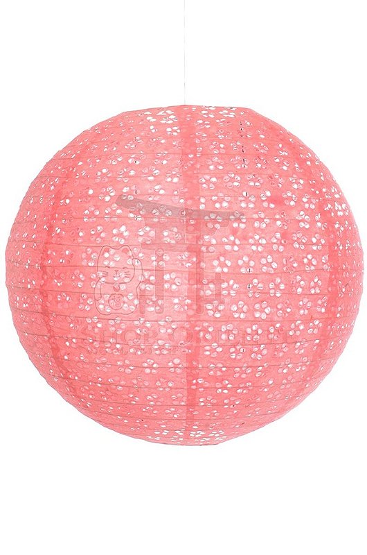 Luminária Japonesa Redonda Vazada 40 cm Rosa