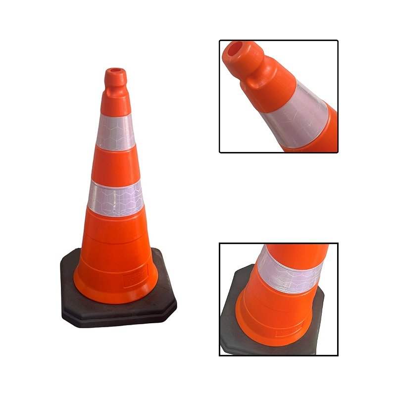 Cone de Sinalização Branco e Laranja 50cm - Bragante Ferramentas