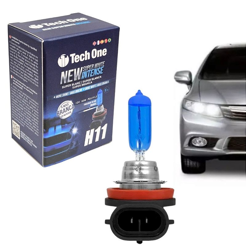 LAMPADA SUPERBRANCA 12V TECHONE CAIXINHA 8500K H11 55W - MFL