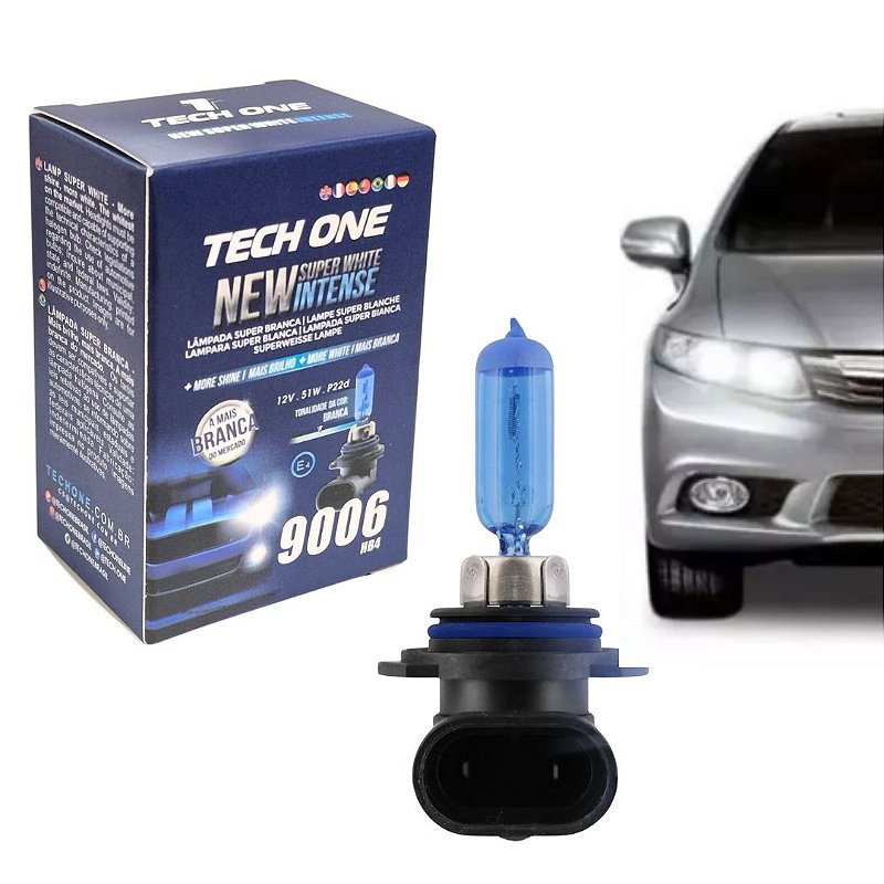 LAMPADA SUPERBRANCA 12V TECHONE CAIXINHA 8500K HB4 9006 51W - MFL