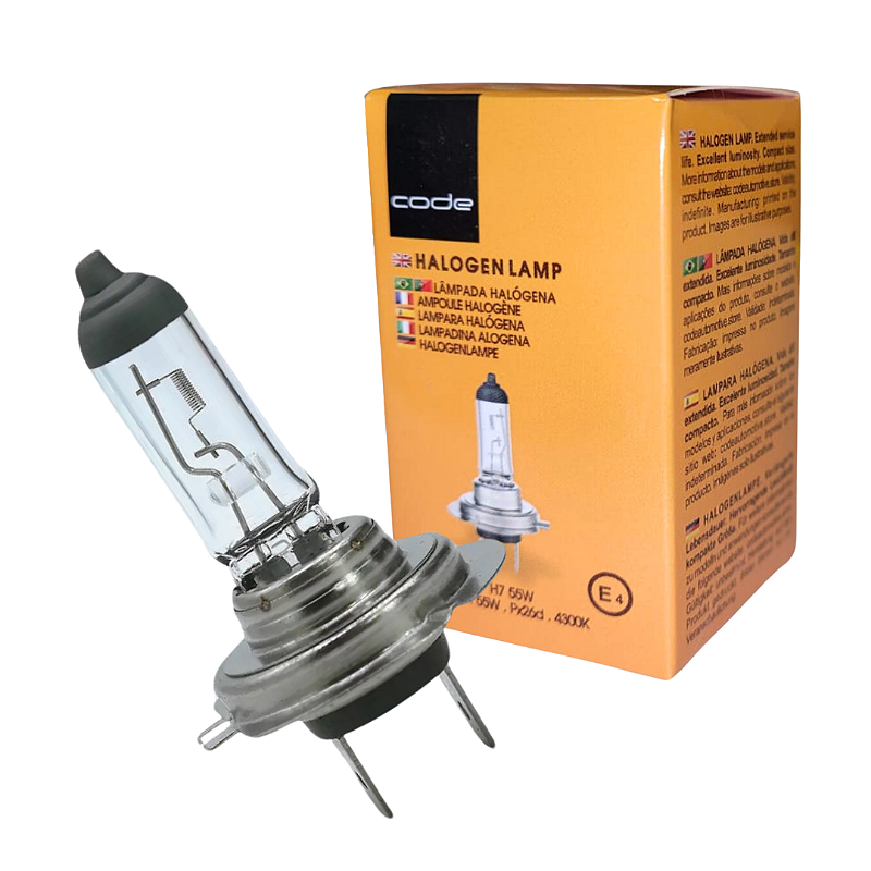LAMPADA HALOGENA 12V CODE CAIXINHA 4300K H7 55W - MFL ACESSORIOS LTDA