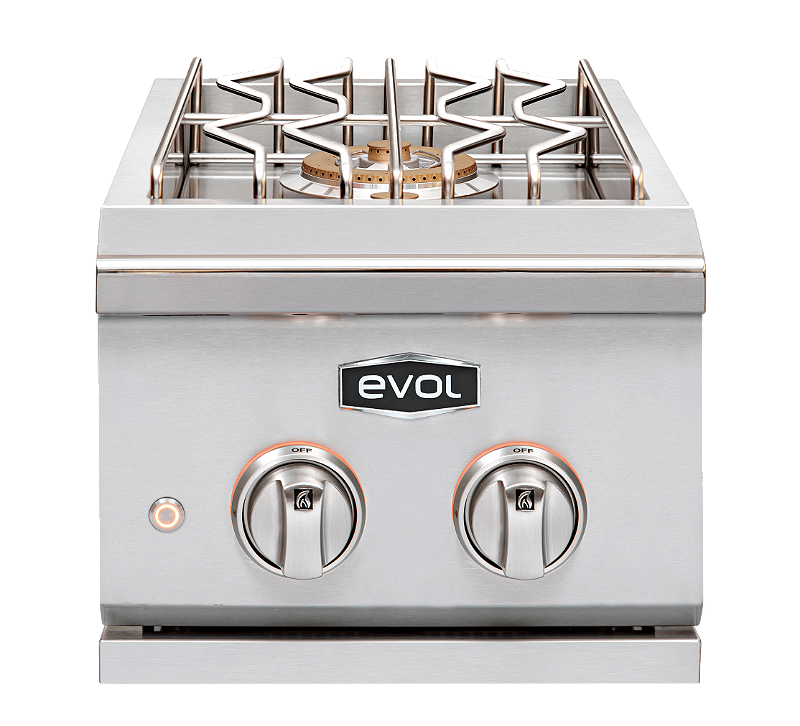 Side Burner à Gás Evol 2 Queimadores Tripla-Chama Inox 34cm