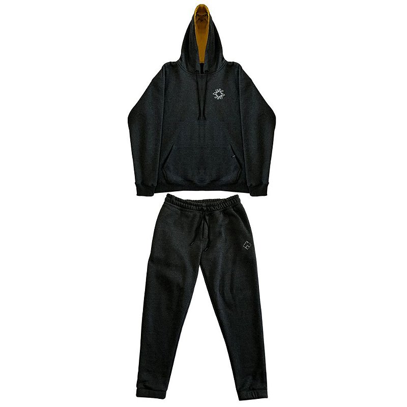 Conjunto de Moletom Áurea Conexão Cinza Chumbo