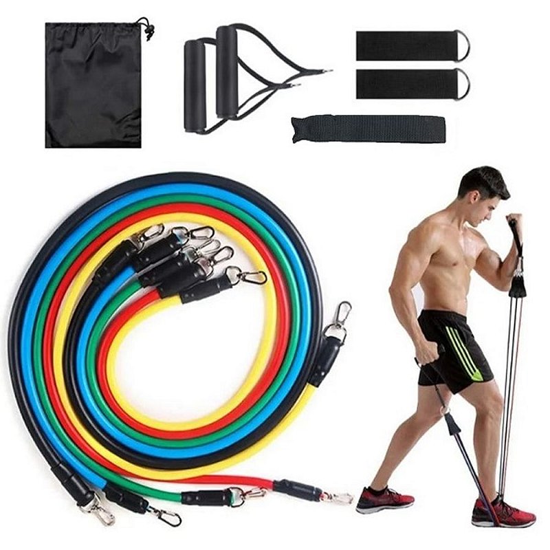 Kit Extensor Elastico 11 Peças Exercicio Fitness Pilates - Catálogo  GrupoShopMix