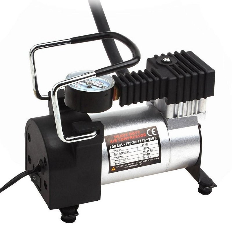 compressor de ar portátil 12V veicular p/pneu e infláveis c