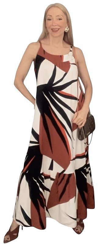 Vestido Alça Estampado Cinto Viscose