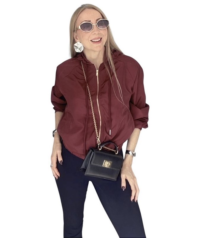 Jaqueta Corta Vento Capuz Nylon