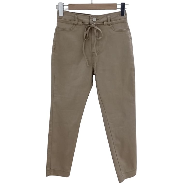 Calça Cropped Cintura Alta Sarja