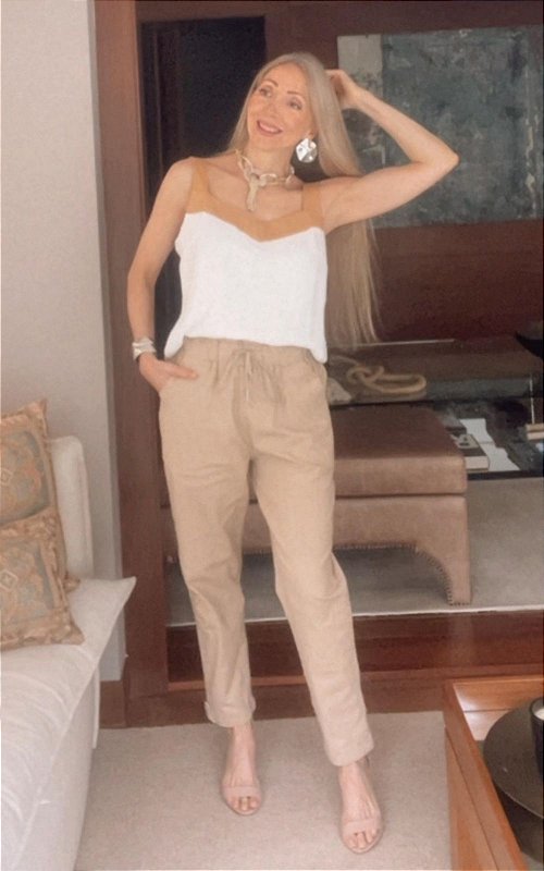 Calça Detalhe Bolso Sarja