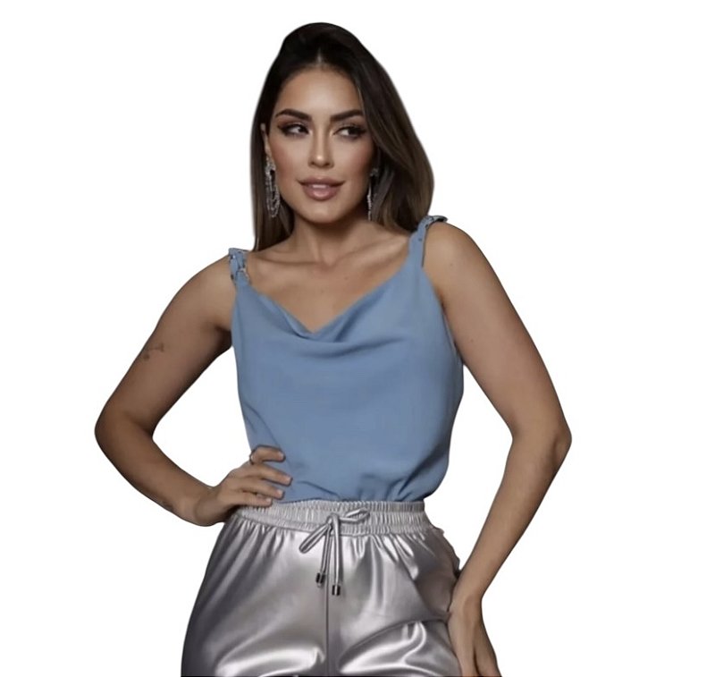 Blusa Alça Corrente Degagê Crepe