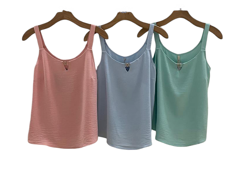 Blusa Alça Detalhe Metal Frontal Crepe