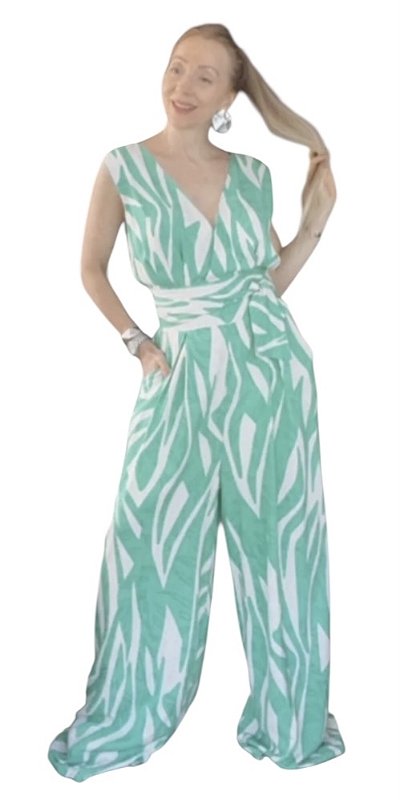 Macacão Longo Elástico Cintura Viscose