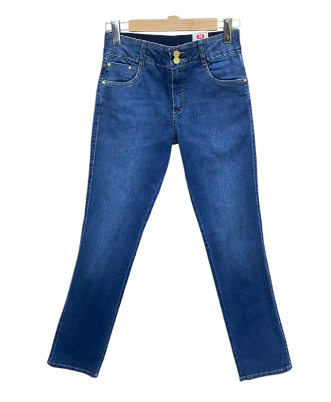 Calça Reta Cintura Alta Jeans