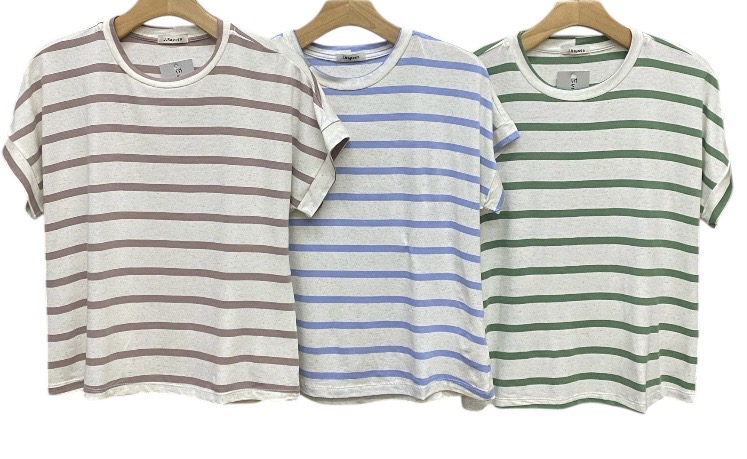 T-Shirt Manga Curta Listras Viscomalha