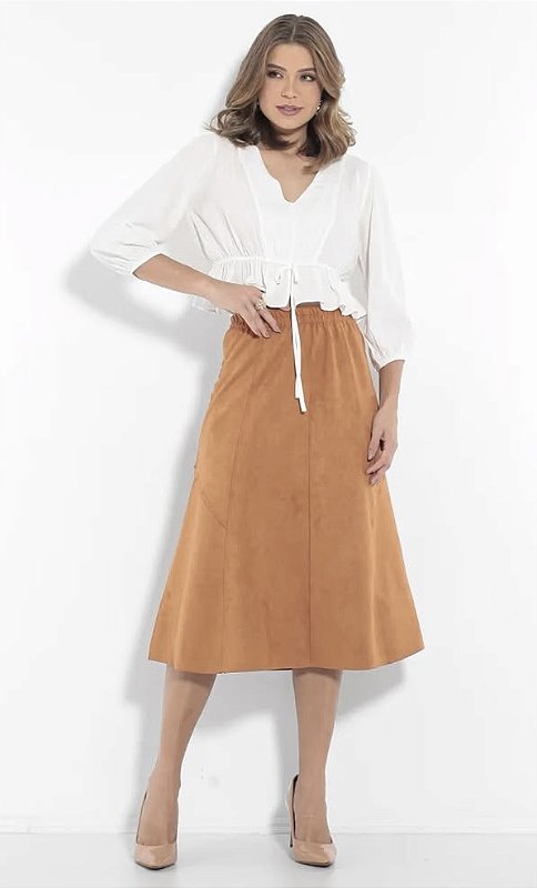 Saia Midi Friso Suede
