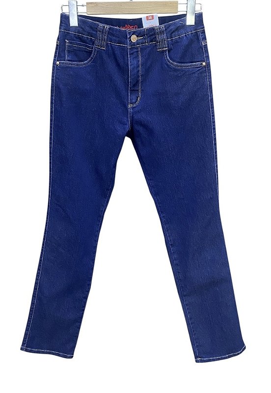 Calça Reta Cintura Alta Jeans