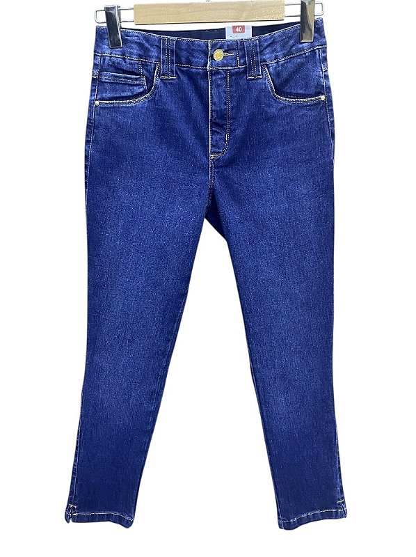 Calça Capri Tornozelo Cintura Alta Jeans