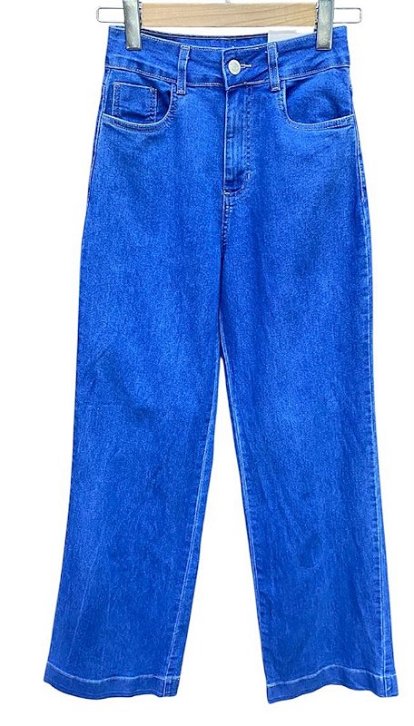 Calça Wide Leg Cintura Alta Jeans