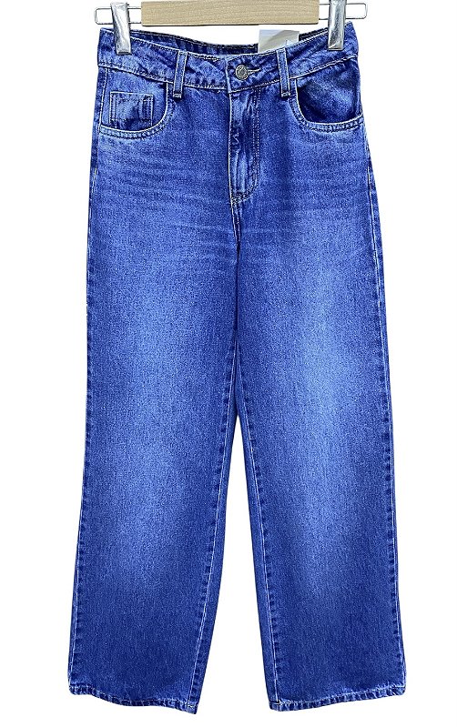 Calça Wide Leg Cintura Alta Jeans