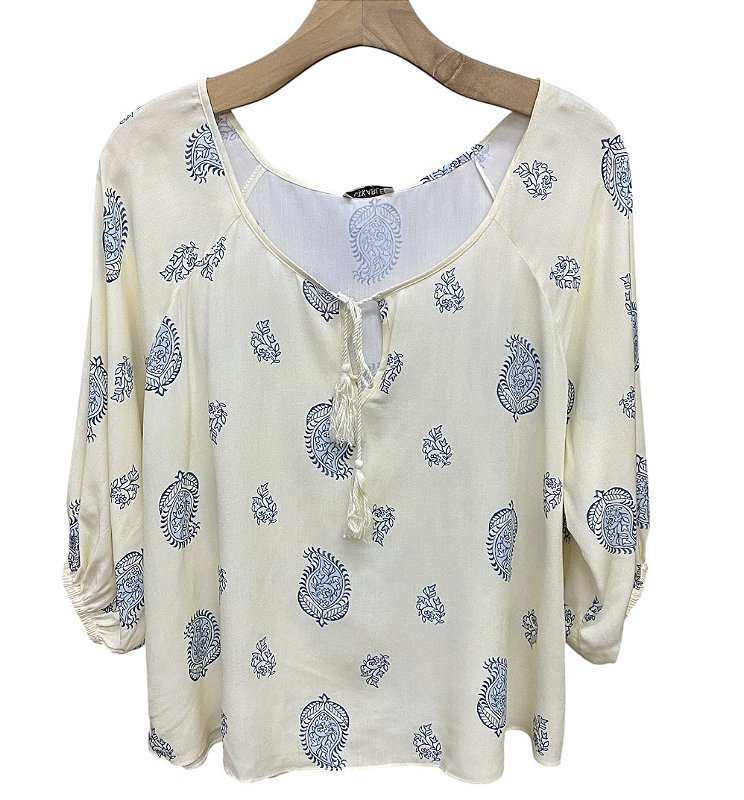 Blusa Manga 7/8 Estampada Viscose