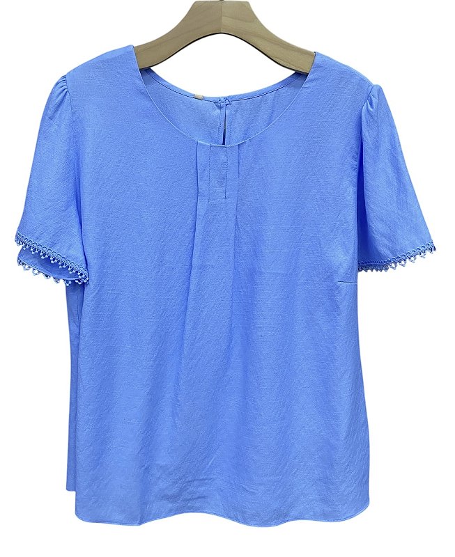 Blusa Manga Curta Renda Viscose