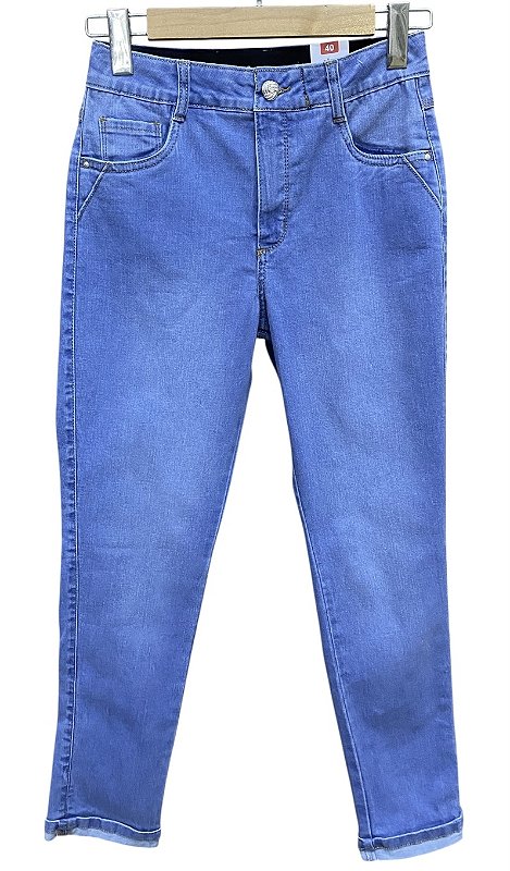 Calça Capri Tornozelo Cintura Alta Jeans