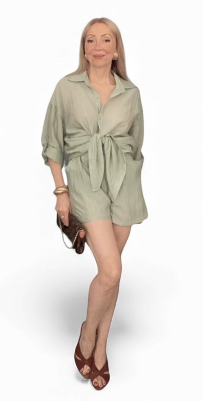 Conjunto Shorts Elástico Cintura Viscose