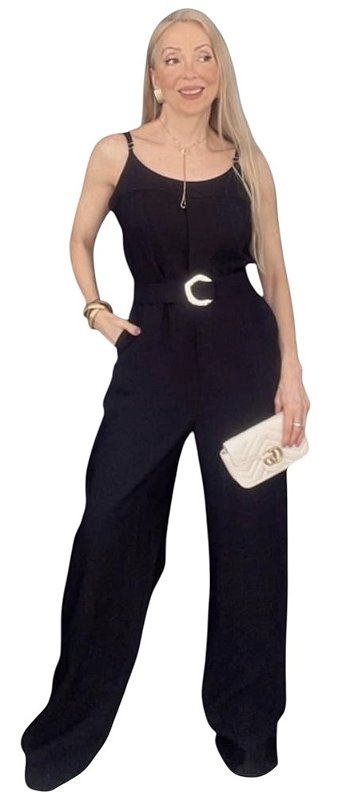 Macacão Alça Cinto Crepe